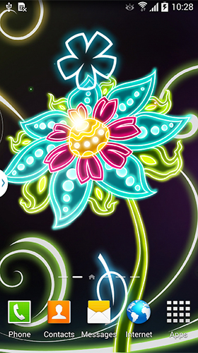 Fleurs dé néon  - télécharger gratuit un fond d'écran animé Abstrait pour le portable.